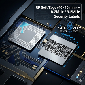 RF Soft Tags (40×40 mm) – 8.2MHz / 9.2MHz Security Labels